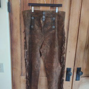 Custom-made Suede Leather Pants with Fringe